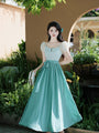 Seafoam Green Puff Sleeve Maxi Dress - Masion Chérie