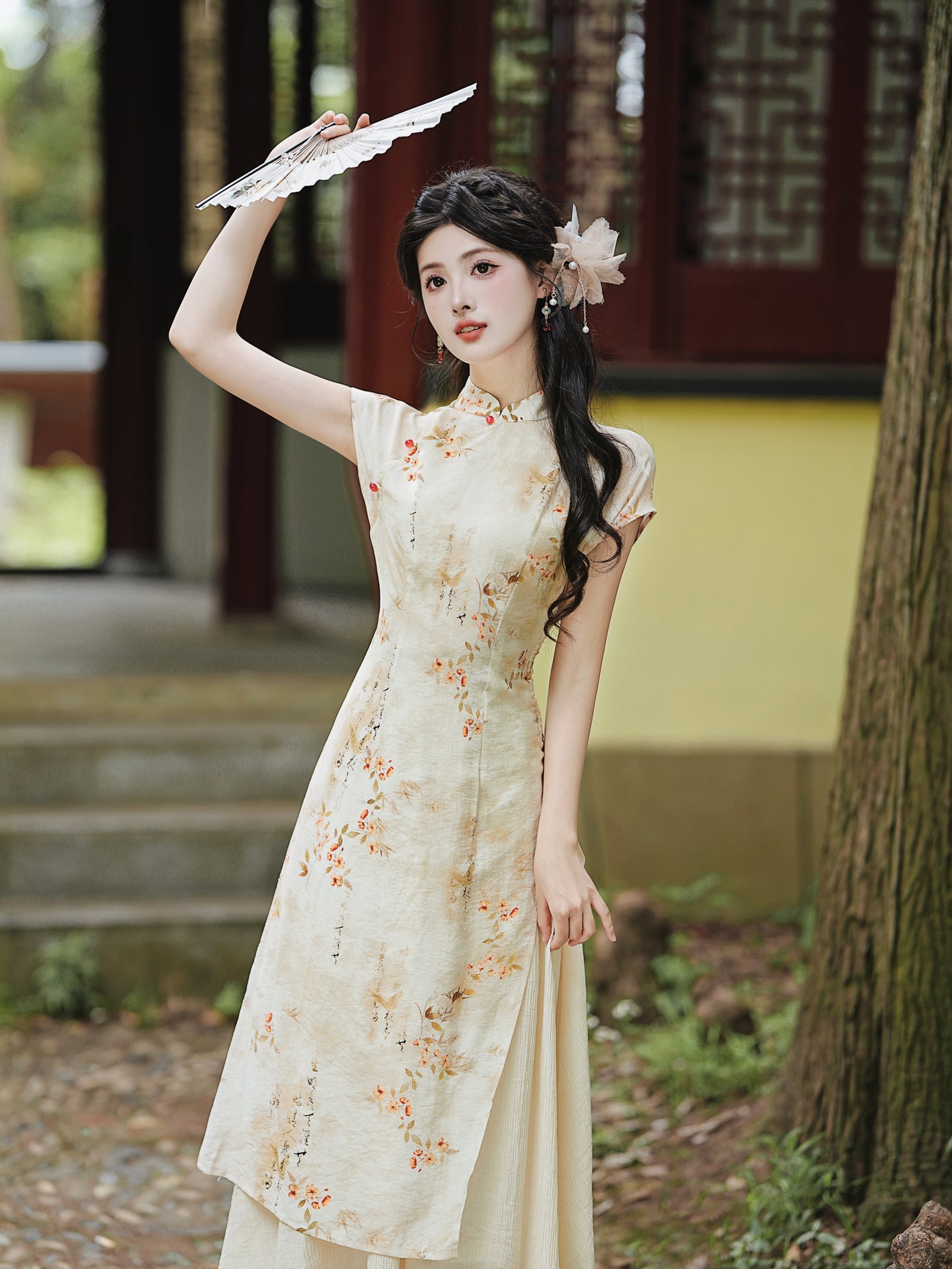 Vintage Ink Wash Modified Cheongsam Two-Piece Dress - Masion Chérie 