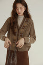 Vintage Checkered V-Neck Knit Cardigan