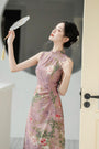 Vintage Floral Modified Cheongsam Dress with Lightweight Cardigan - Masion Chérie