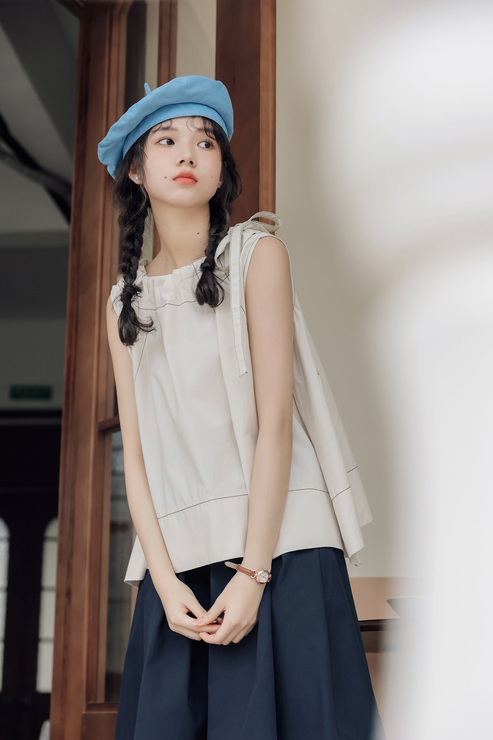 Bow-Tie Strap Sleeveless Blouse - Masion Chérie