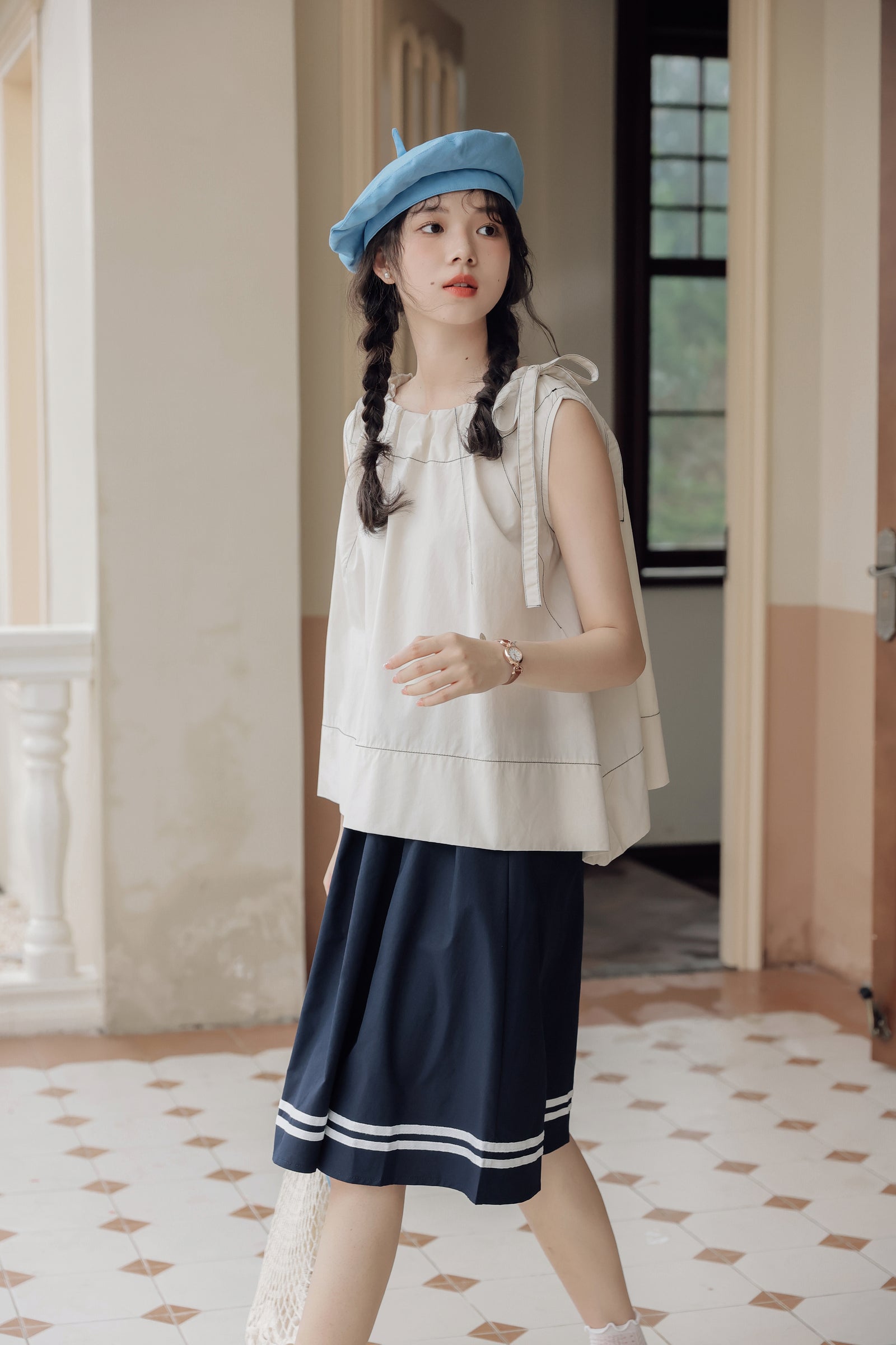 Bow-Tie Strap Sleeveless Blouse - Masion Chérie