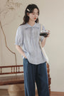 Elegant Striped Bow-Tie Puff Sleeve Blouse - Masion Chérie