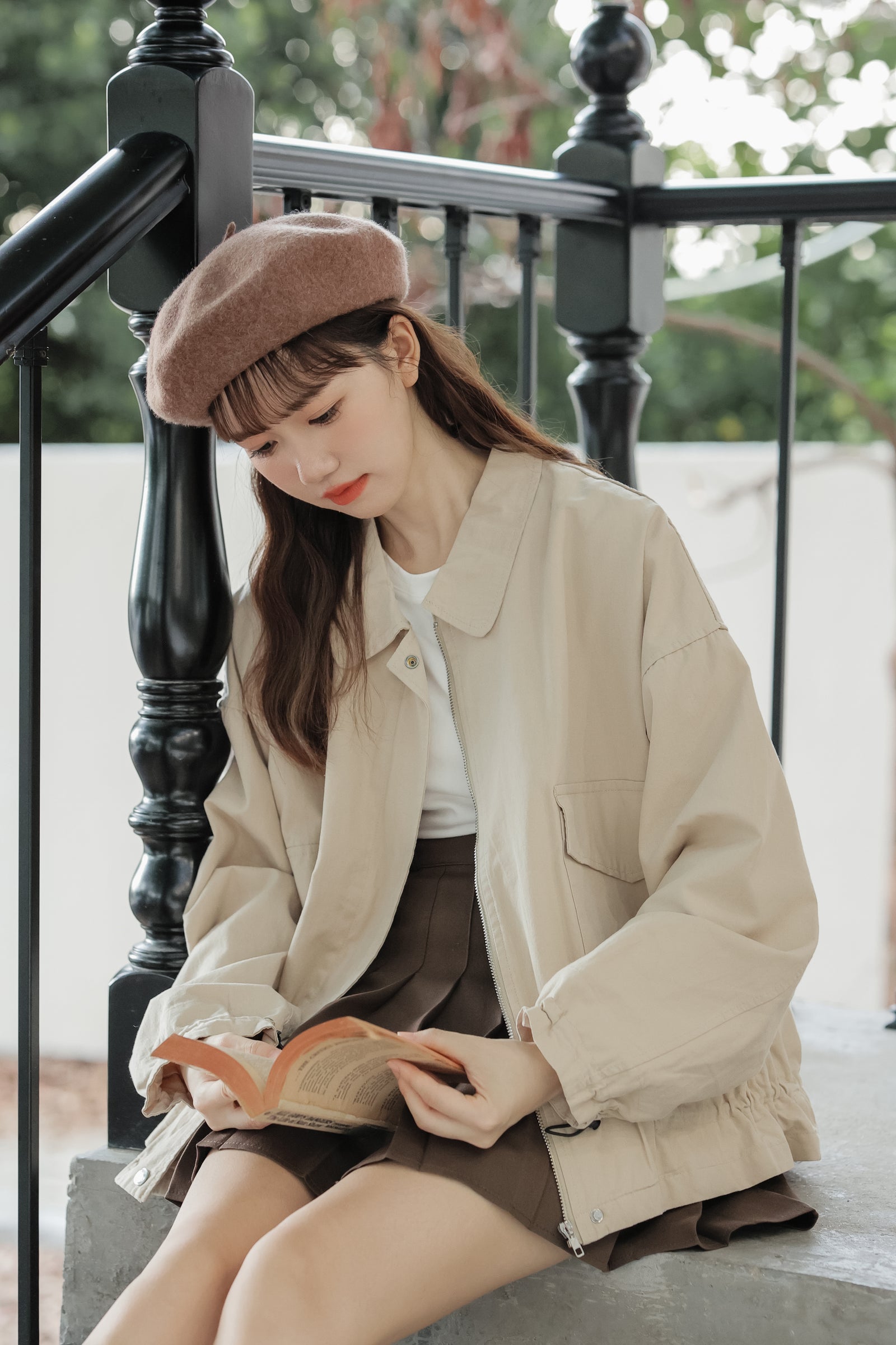 Beige Oversized Utility Jacket