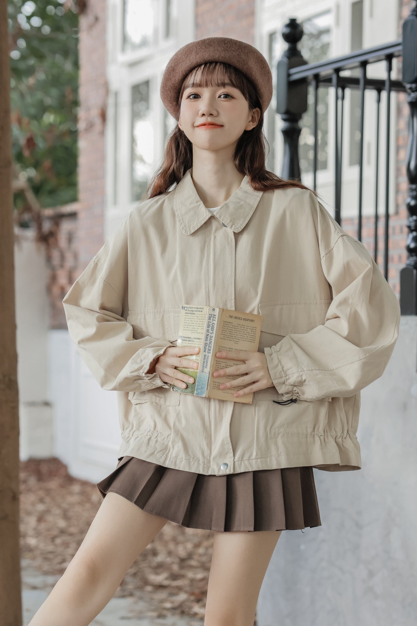 Beige Oversized Utility Jacket