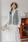 Vintage Blue Embroidered Denim Vest. - Masion Chérie