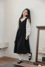 Vintage Black Buttoned Vest Dress