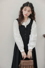 Vintage Black Buttoned Vest Dress