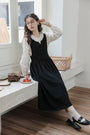 Vintage Black Buttoned Vest Dress