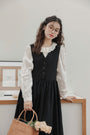 Vintage Black Buttoned Vest Dress