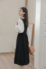 Vintage Black Buttoned Vest Dress