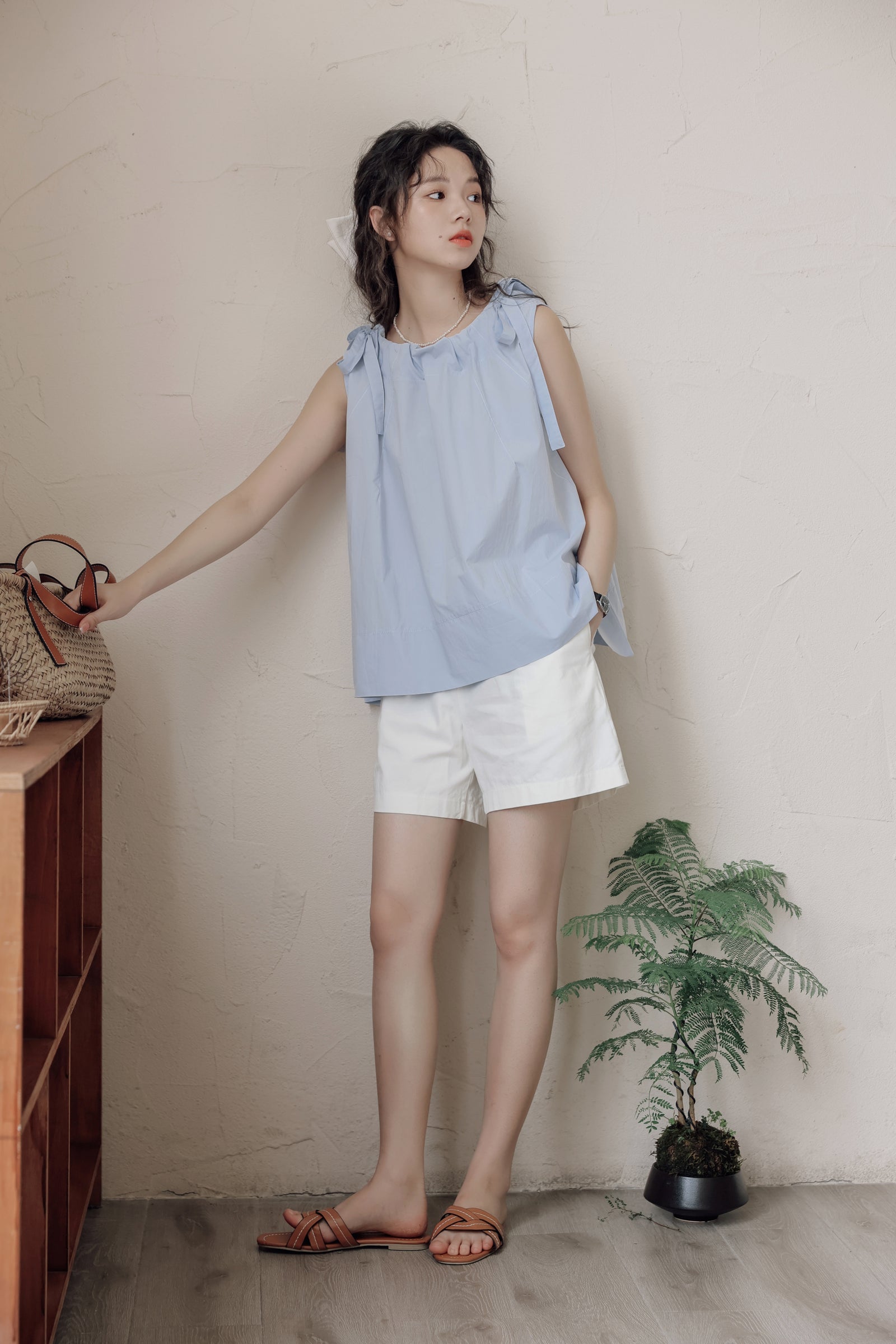 Bow-Tie Strap Sleeveless Blouse - Masion Chérie