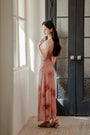 Elegant Rosy Pink Floral Print Sleeveless Maxi Dress - Masion Chérie