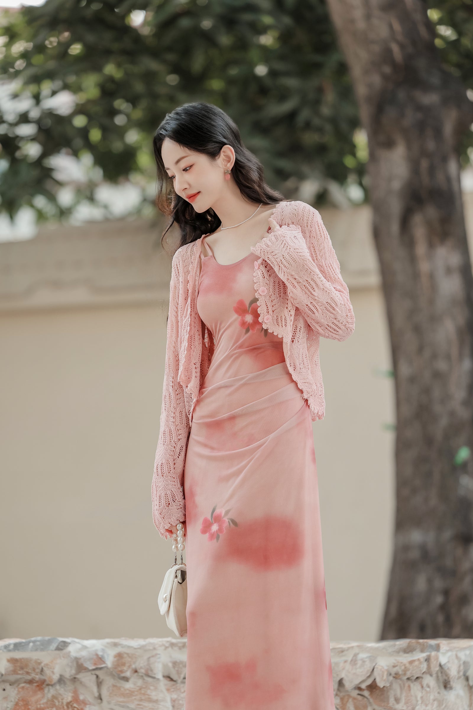 Elegant Rosy Pink Floral Print Sleeveless Maxi Dress - Masion Chérie