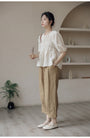 Khaki Casual Wide-Leg Women Capri Pants - Masion Chérie