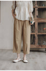 Khaki Casual Wide-Leg Women Capri Pants - Masion Chérie