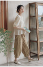 Khaki Casual Wide-Leg Women Capri Pants - Masion Chérie