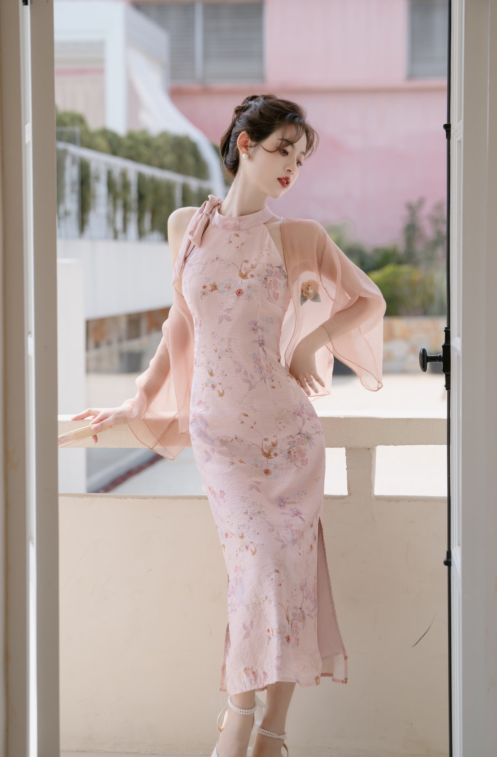 Vintage Pink Floral Modified Cheongsam Dress - Masion Chérie