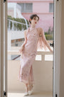 Vintage Pink Floral Modified Cheongsam Dress - Masion Chérie