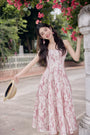 Blush Pink Floral Midi Dress - Masion Chérie