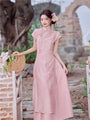 Vintage Pink Modified Cheongsam Dress Two-Piece Set - Masion Chérie