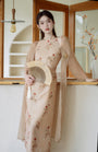 Floral Modified Cheongsam Dress with Long Cardigan - Masion Chérie