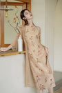 Floral Modified Cheongsam Dress with Long Cardigan - Masion Chérie