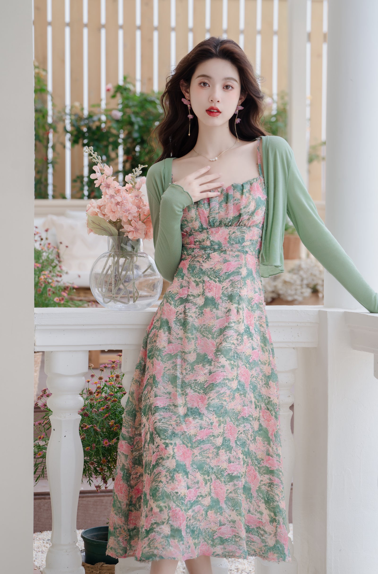 Romantic Watercolor Floral Midi Dress - Masion Chérie