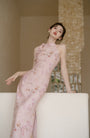 Vintage Pink Floral Modified Cheongsam Dress - Masion Chérie