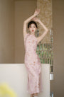 Vintage Pink Floral Modified Cheongsam Dress - Masion Chérie