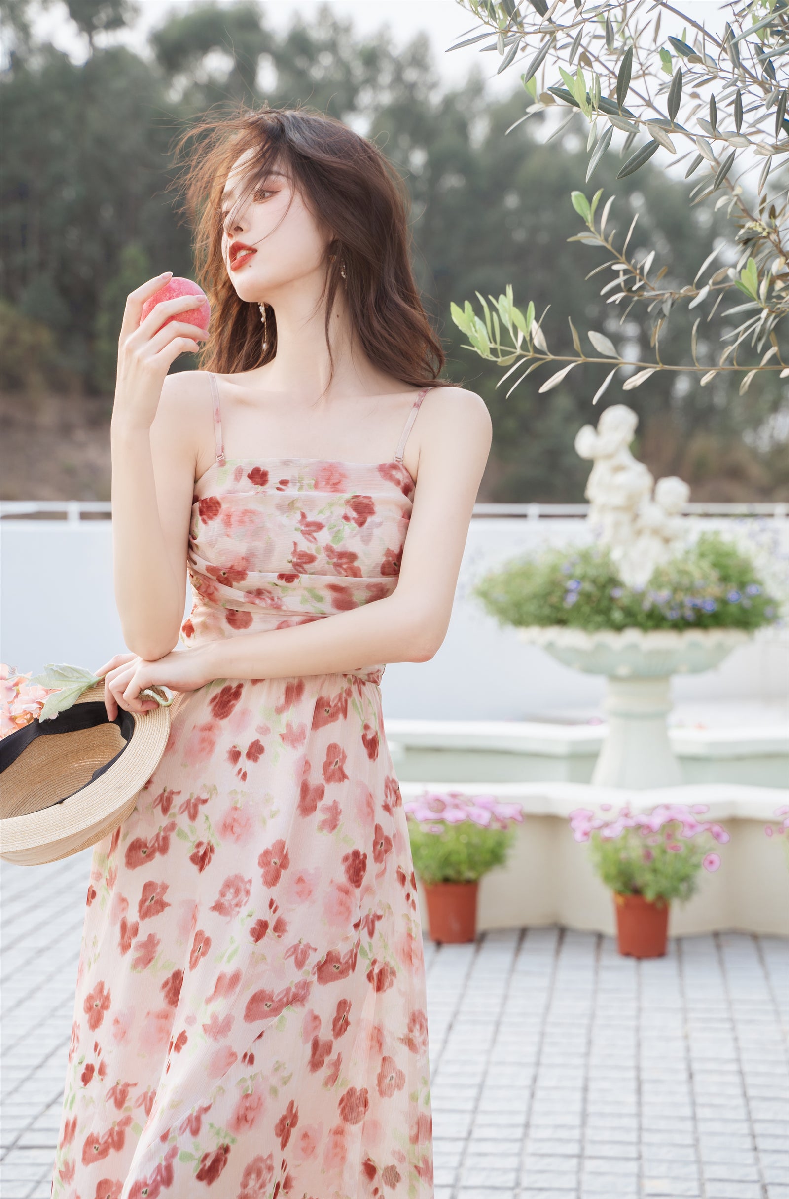 Blush Floral Watercolor Midi Dress - Masion Chérie