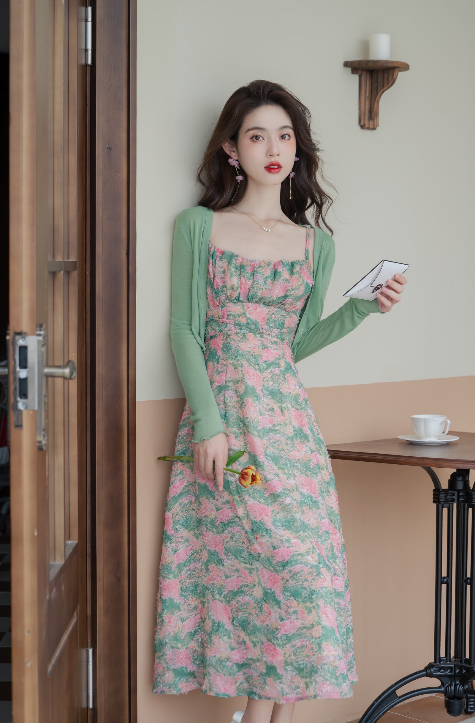 Romantic Watercolor Floral Midi Dress - Masion Chérie