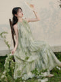 Enchanting Green Floral Halter Neck Tiered Maxi Dress - Masion Chérie