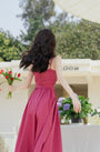 Chic Raspberry Full Swing Spaghetti Strap Maxi Dress - Masion Chérie