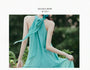 Mint Green Tencel Halter Sleeveless Maxi Dress Vacation Style - Masion Chérie