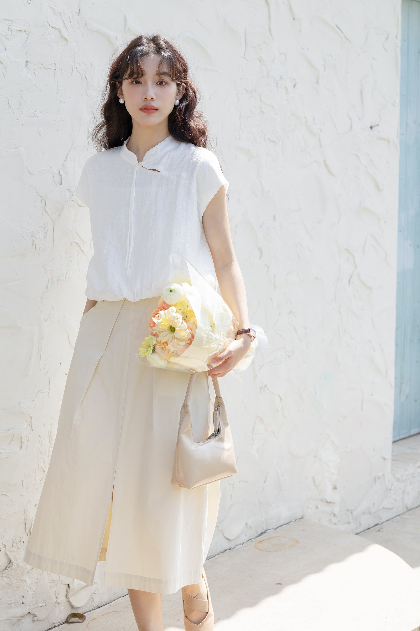 Retro Chinese Style Short Sleeve White Blouse - Masion Chérie