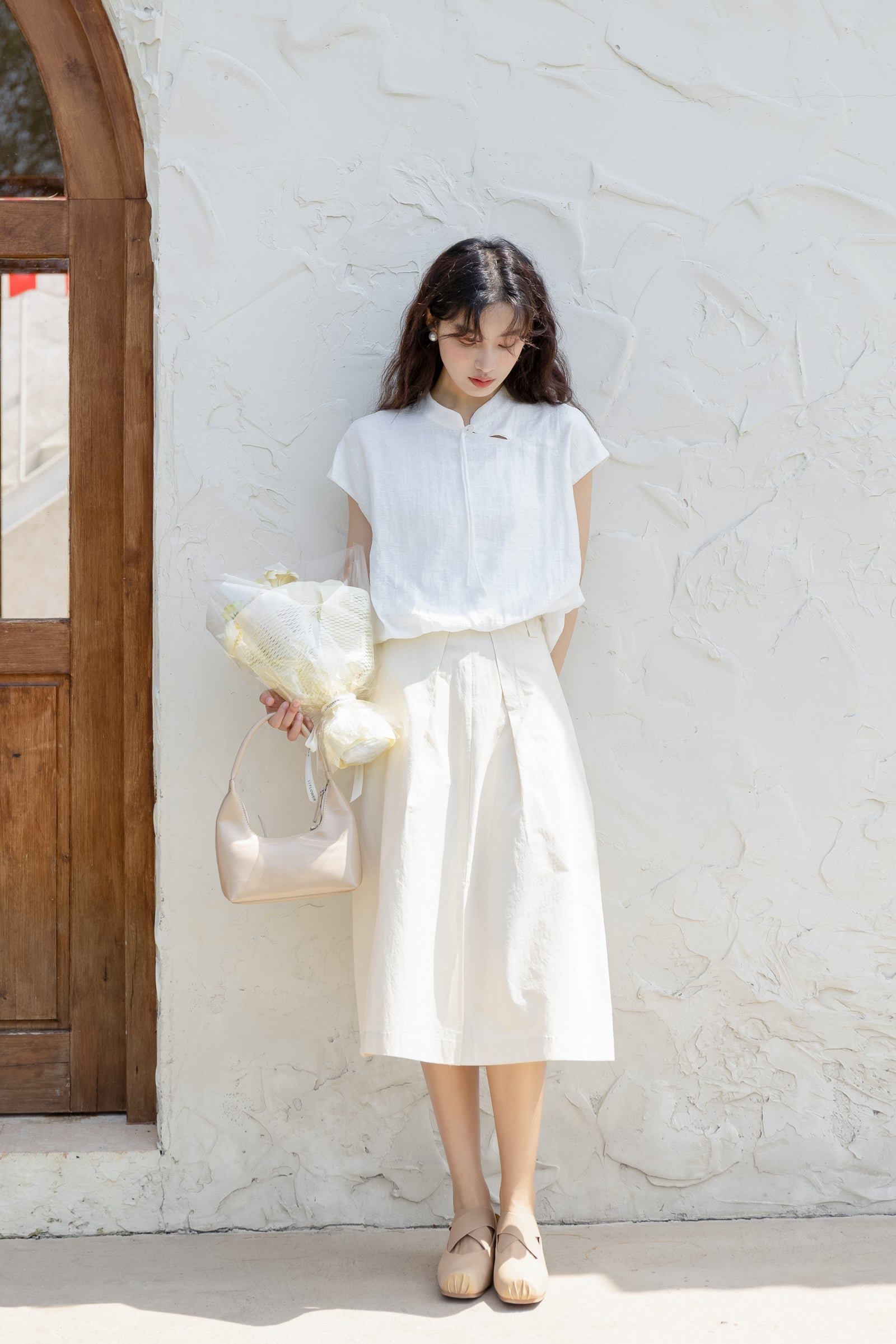 Retro Chinese Style Short Sleeve White Blouse - Masion Chérie