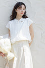 Retro Chinese Style Short Sleeve White Blouse - Masion Chérie