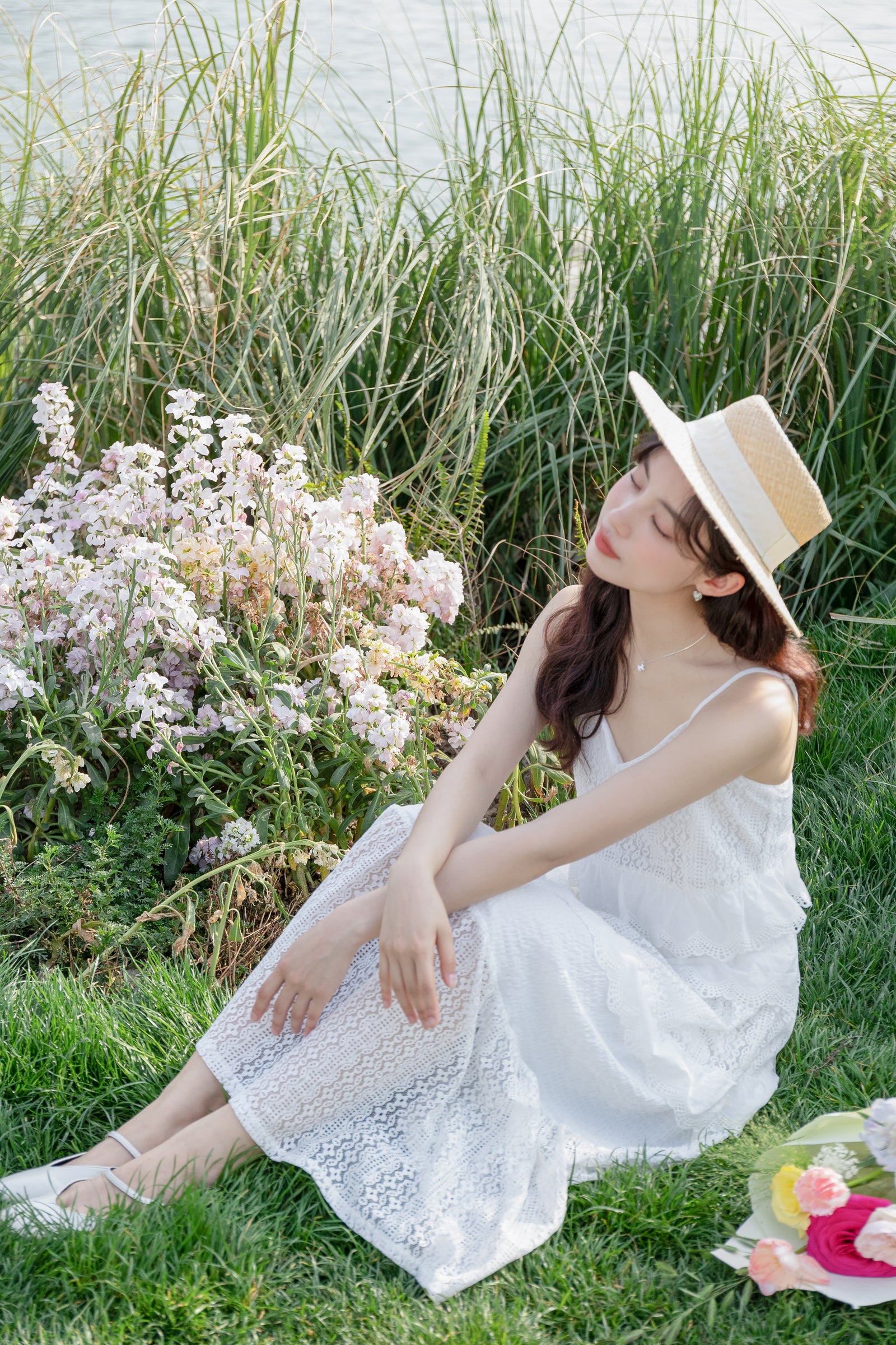 Charming White Lace Tiered Midi Dress - Masion Chérie