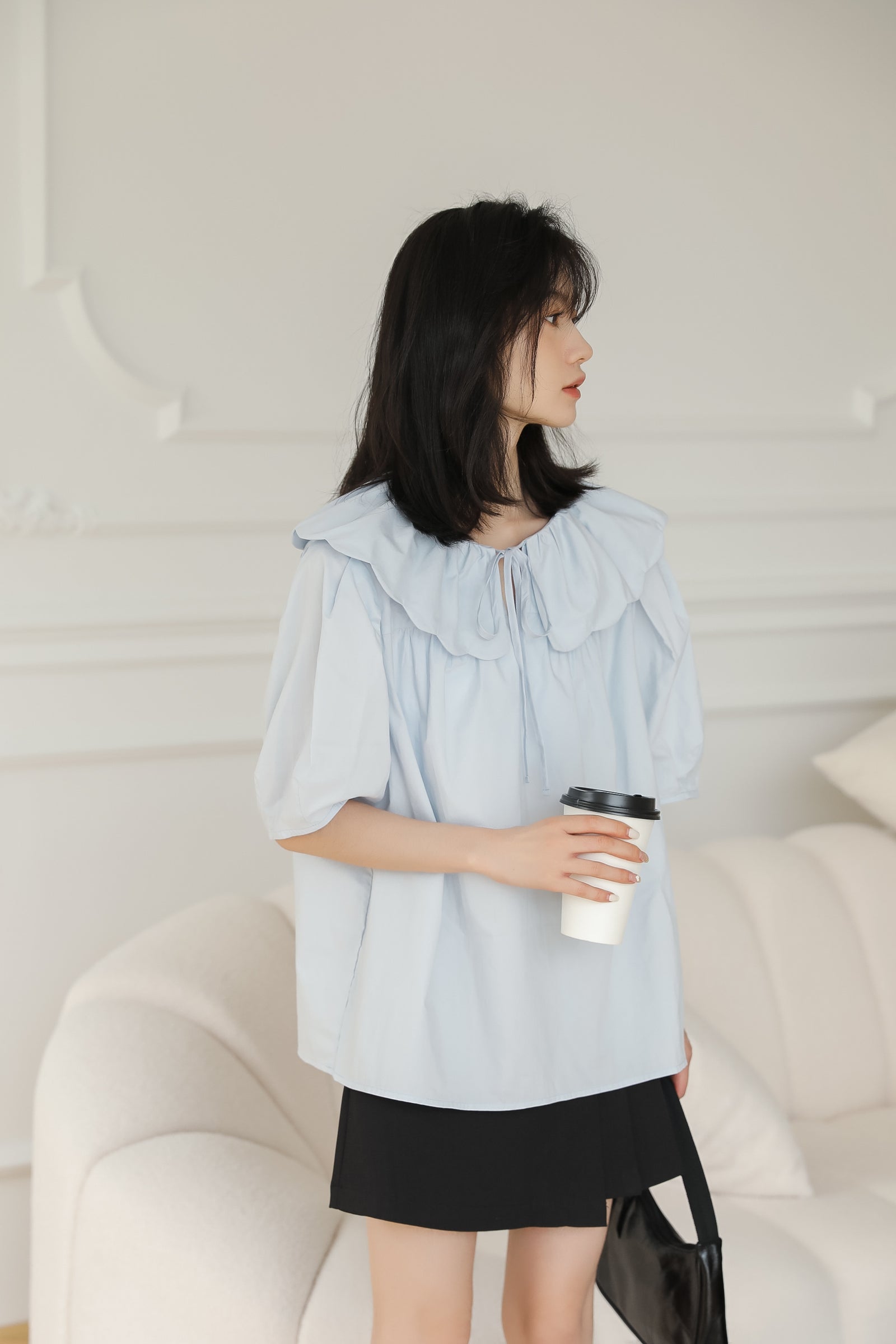 Vintage Ruffle Collar Puff Sleeve Blouse - Masion Chérie