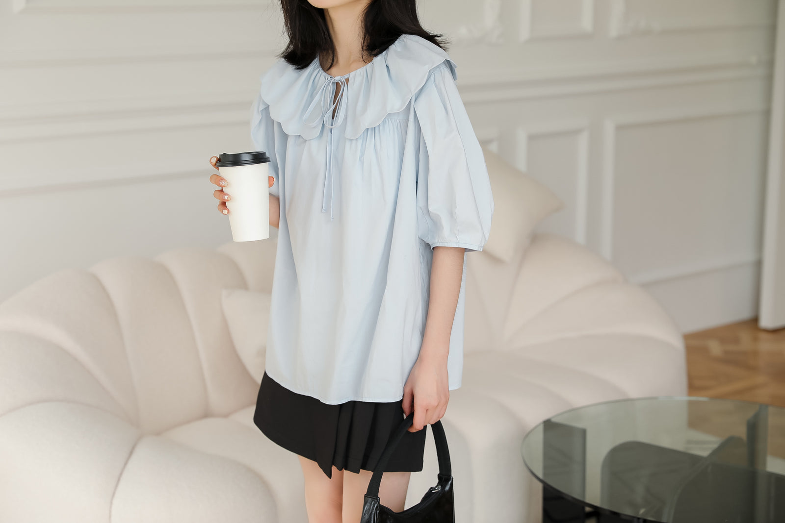 Vintage Ruffle Collar Puff Sleeve Blouse - Masion Chérie