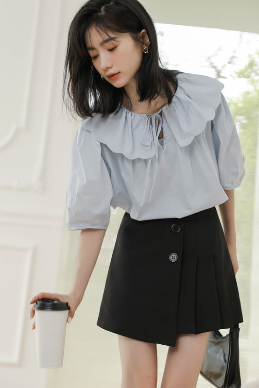 Vintage Ruffle Collar Puff Sleeve Blouse - Masion Chérie