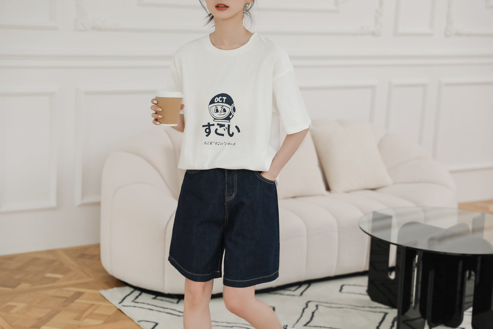 Chic Cartoon Print Graphic Tee - Masion Chérie