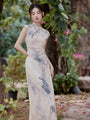 Elegant Ink Wash Gradient Modified Cheongsam Dress Set - Masion Chérie