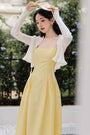 Sunny Yellow Spaghetti Strap Midi Dress - Masion Chérie 