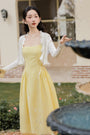 Sunny Yellow Spaghetti Strap Midi Dress - Masion Chérie 