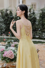 Sunny Yellow Spaghetti Strap Midi Dress - Masion Chérie 