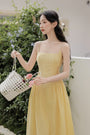 Sunny Yellow Spaghetti Strap Midi Dress - Masion Chérie 