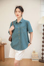 Casual Denim Button-Down Short Sleeve Shirt - Masion Chérie