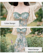 Elegant Floral Corset Midi Dress with Lace Cardigan - Masion Chérie